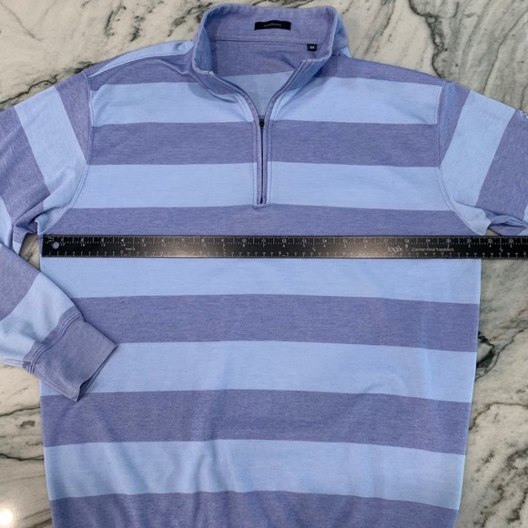 Turtleson Mens Striped 1/4 Zip Pullover 12‎ Oaks Golf Shirt Medium Blue - Picture 8 of 11